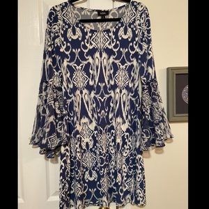 MSK Blue Patterned Dress— Size Small